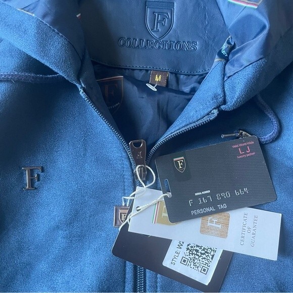 F Collections Leggi Tutto Women’s Jacket&Coat With Hood Blue Velvet Leather(M) - Picture 11 of 13